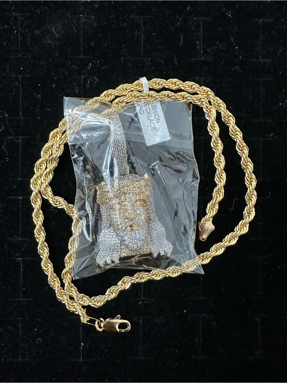 New Gold plated Jesus Head Pendant charm with new gold plated necklace chain